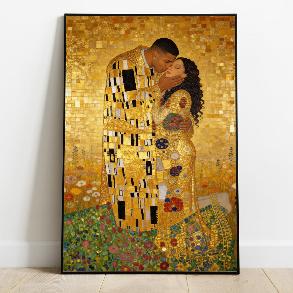 The Kiss - Personalized Couple Canvas And Poster