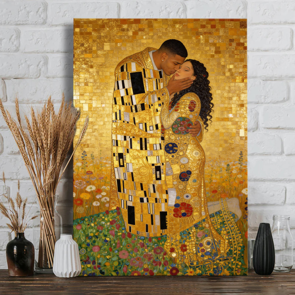 The Kiss - Personalized Couple Canvas And Poster
