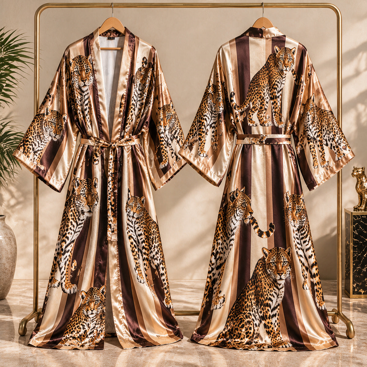 Tiger, Leopard, Butterfly, Peacock, Zebra, Snake Printed Style Robe - Personalized Self Love Satin Robe