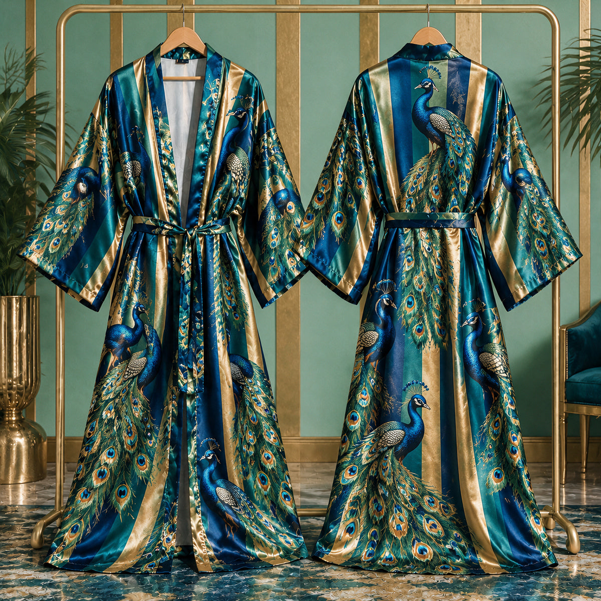 Tiger, Leopard, Butterfly, Peacock, Zebra, Snake Printed Style Robe - Personalized Self Love Satin Robe