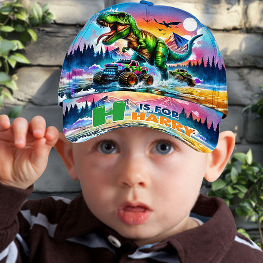 Dinosaurus And Monster Truck Custom Letter Alphabet - Personalized Kid Classic Cap