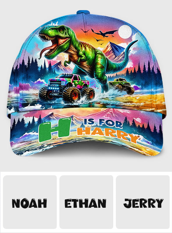Dinosaurus And Monster Truck Custom Letter Alphabet - Personalized Kid Classic Cap