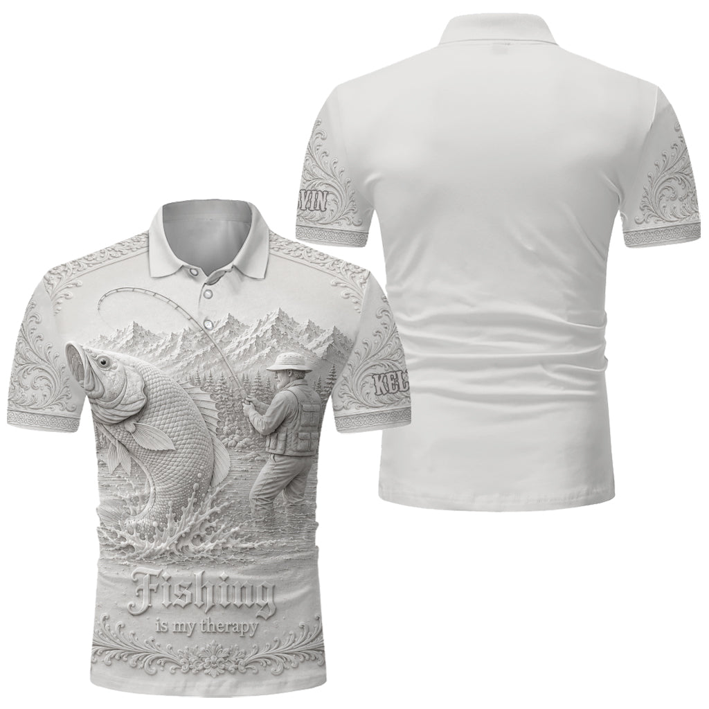 Love Fishing, Fishing Is My Therapy - Personalized Fishing Polo Shirt