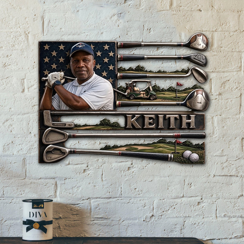 USA Golfer - Personalized Golf 3D Printed Cut Metal Sign