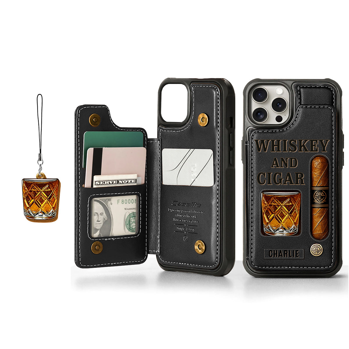 Whiskey & Cigar - Personalized Whisky Wallet Phone Case