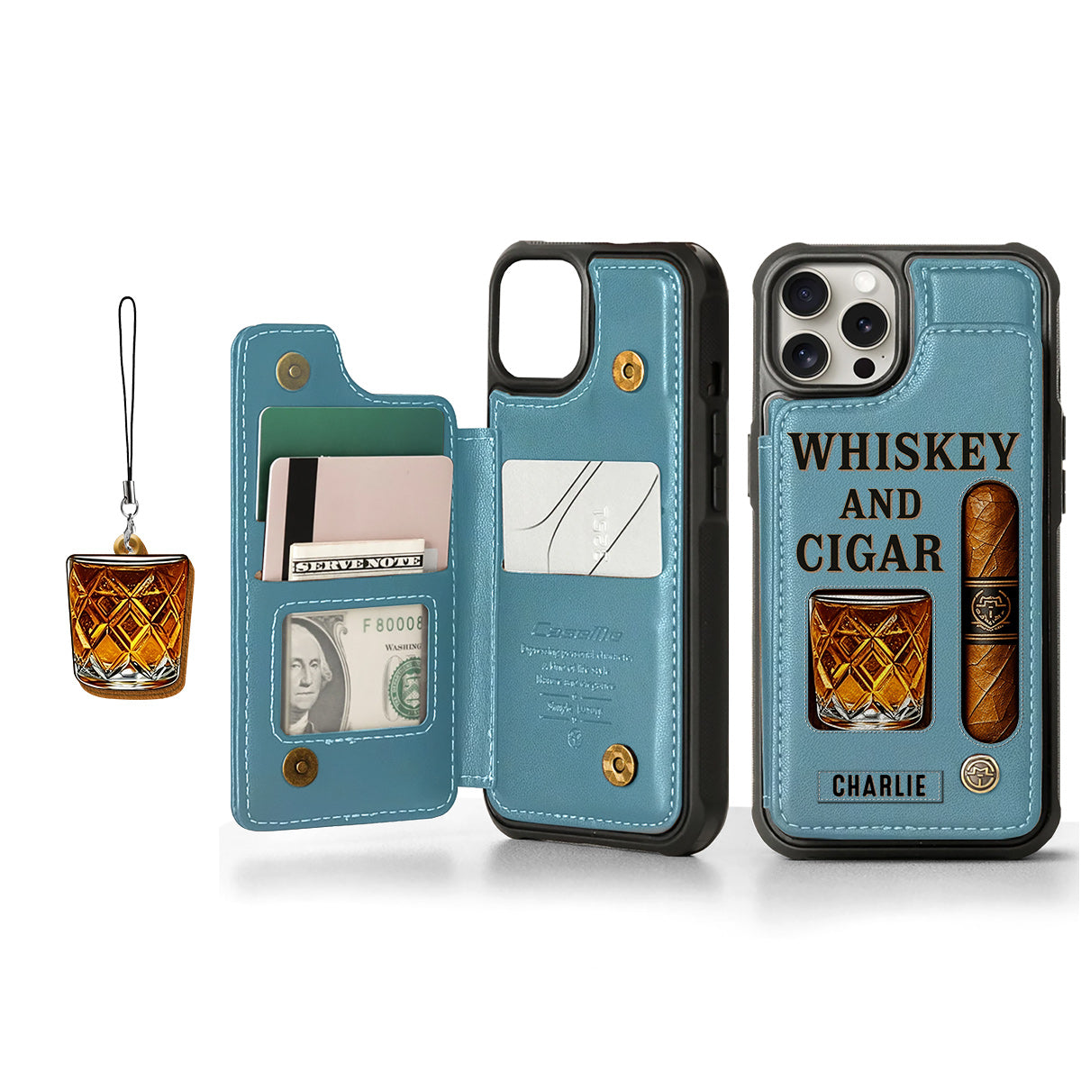 Whiskey & Cigar - Personalized Whisky Wallet Phone Case