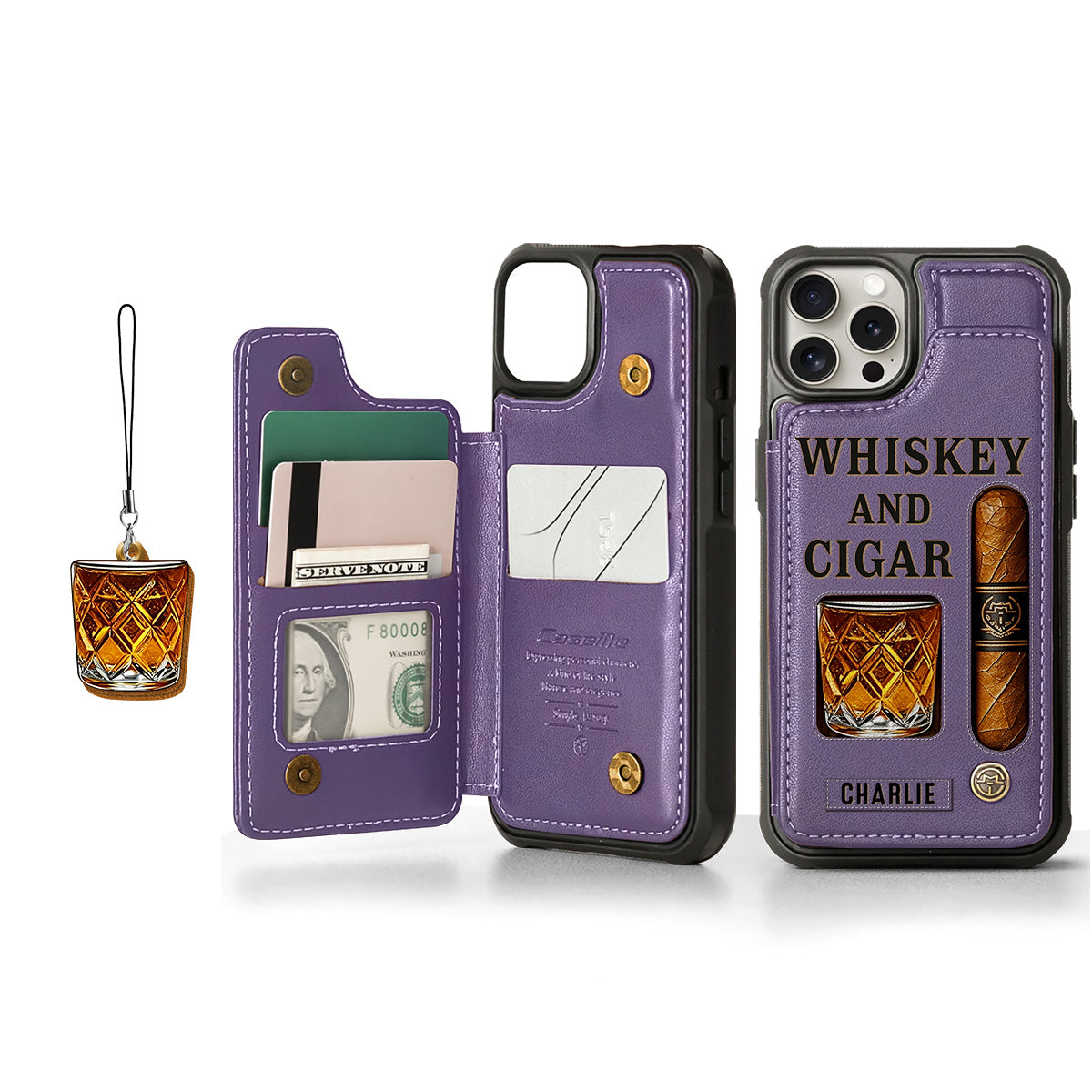 Whiskey & Cigar - Personalized Whisky Wallet Phone Case