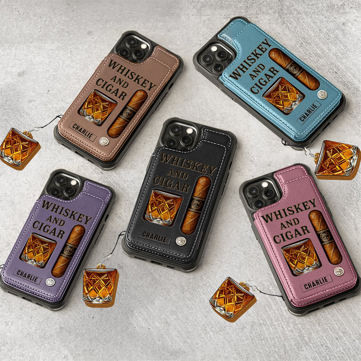 Whiskey & Cigar - Personalized Whisky Wallet Phone Case