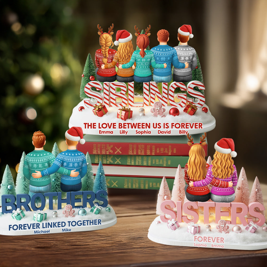 Siblings Forever - Personalized Sibling Custom Shaped Acrylic Plaque