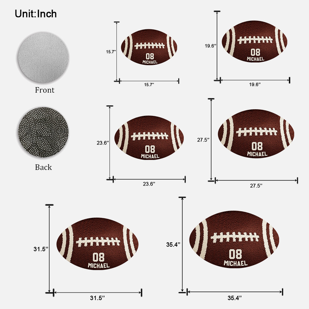 Football Player - Personalized Football Shaped Doormat/ Rug