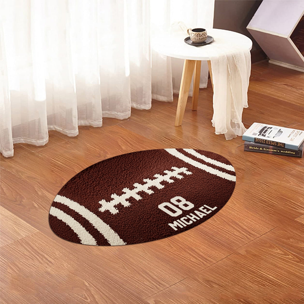 Football Player - Personalized Football Shaped Doormat/ Rug