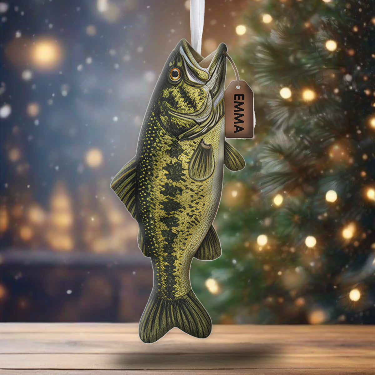 Merry Fishmas - Personalized Fishing Shaped Christmas Stocking