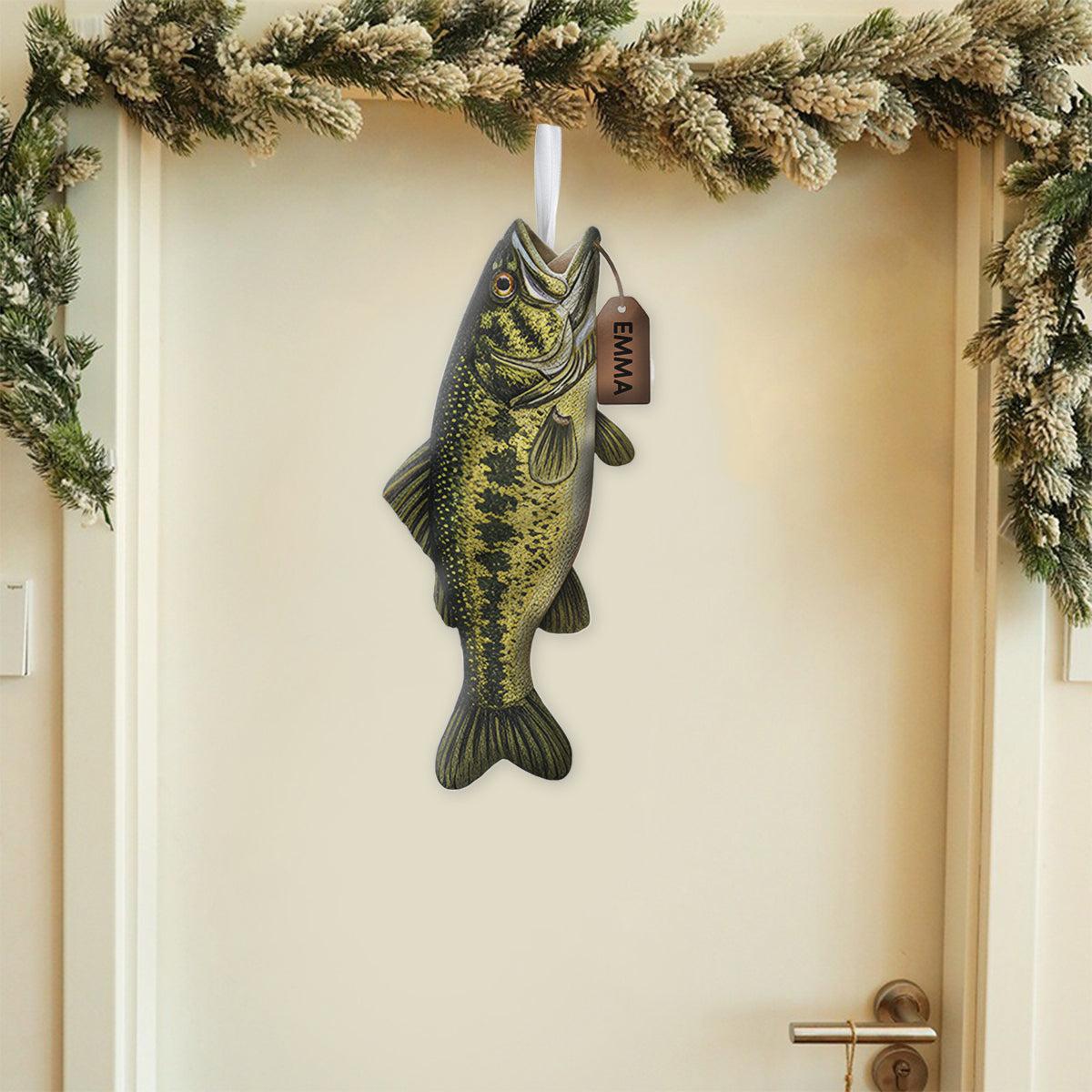 Merry Fishmas - Personalized Fishing Shaped Christmas Stocking