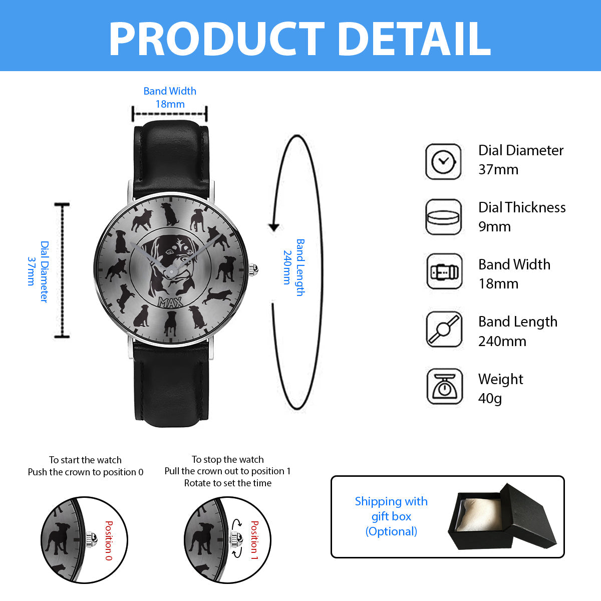 Proud Dog Dad/Dog Mom - Personalized Dog Hand Watch