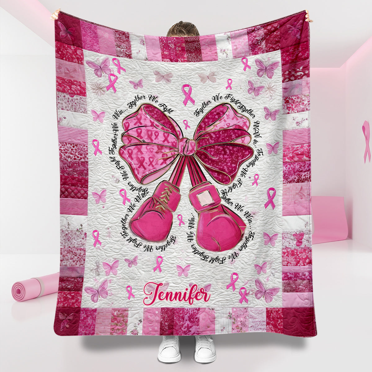 Warrior - Personalized Breast Cancer Awareness Blanket