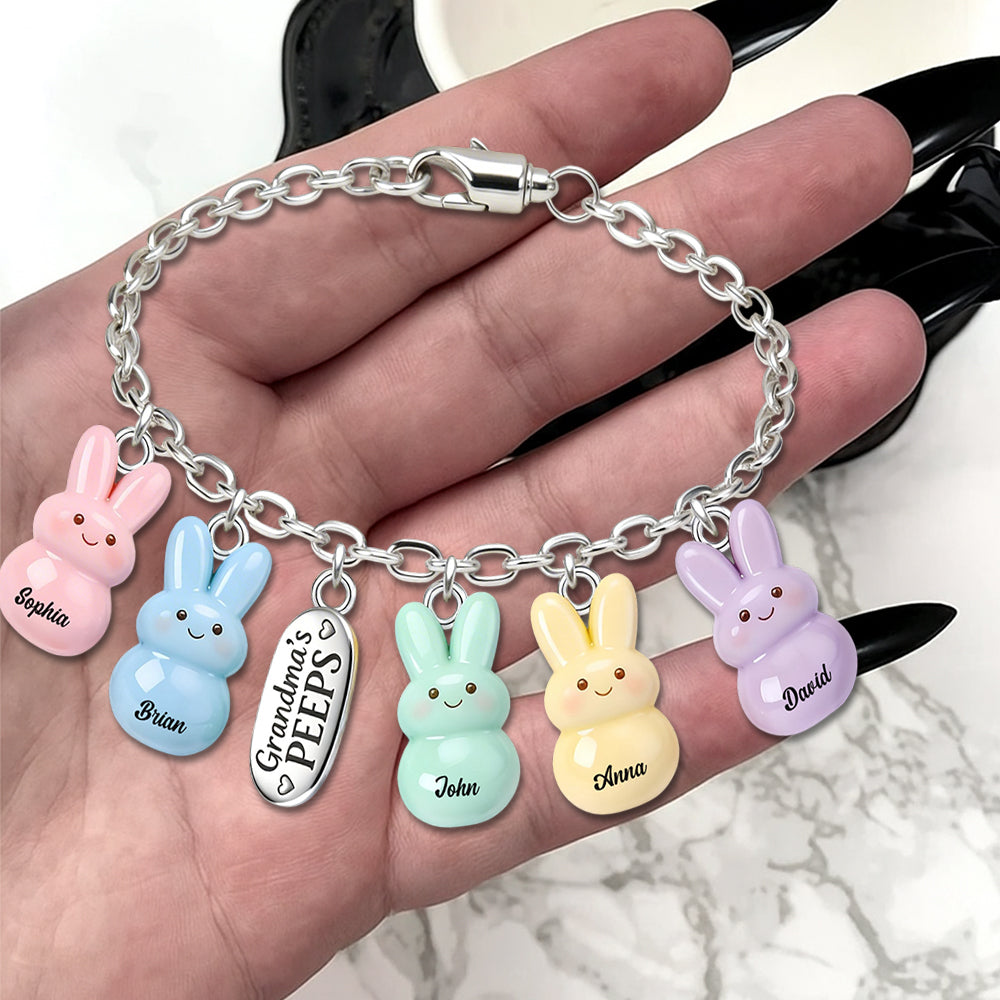 Grandma's Peeps - Personalized Grandma Bracelet With Charms
