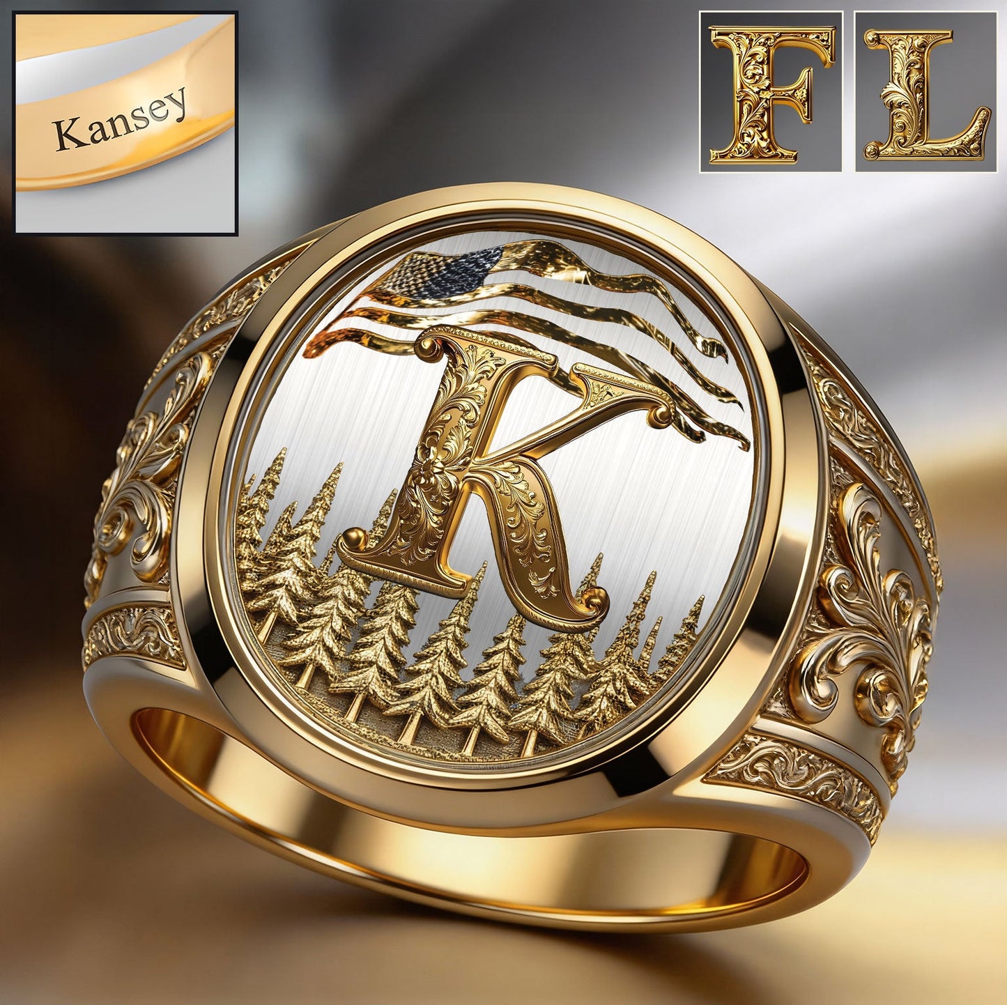 Name Initial Alphabet - Personalized Luxury Signet Ring