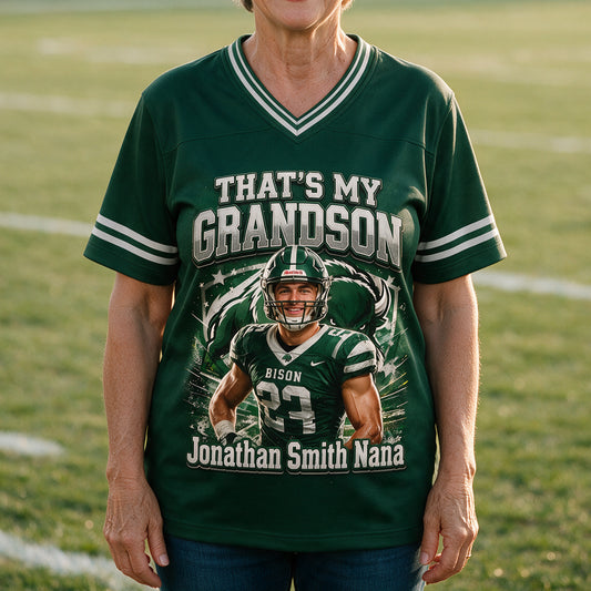 That's My Boy On The Field - Personalized Football Fully Printed V-Neck T-Shirt