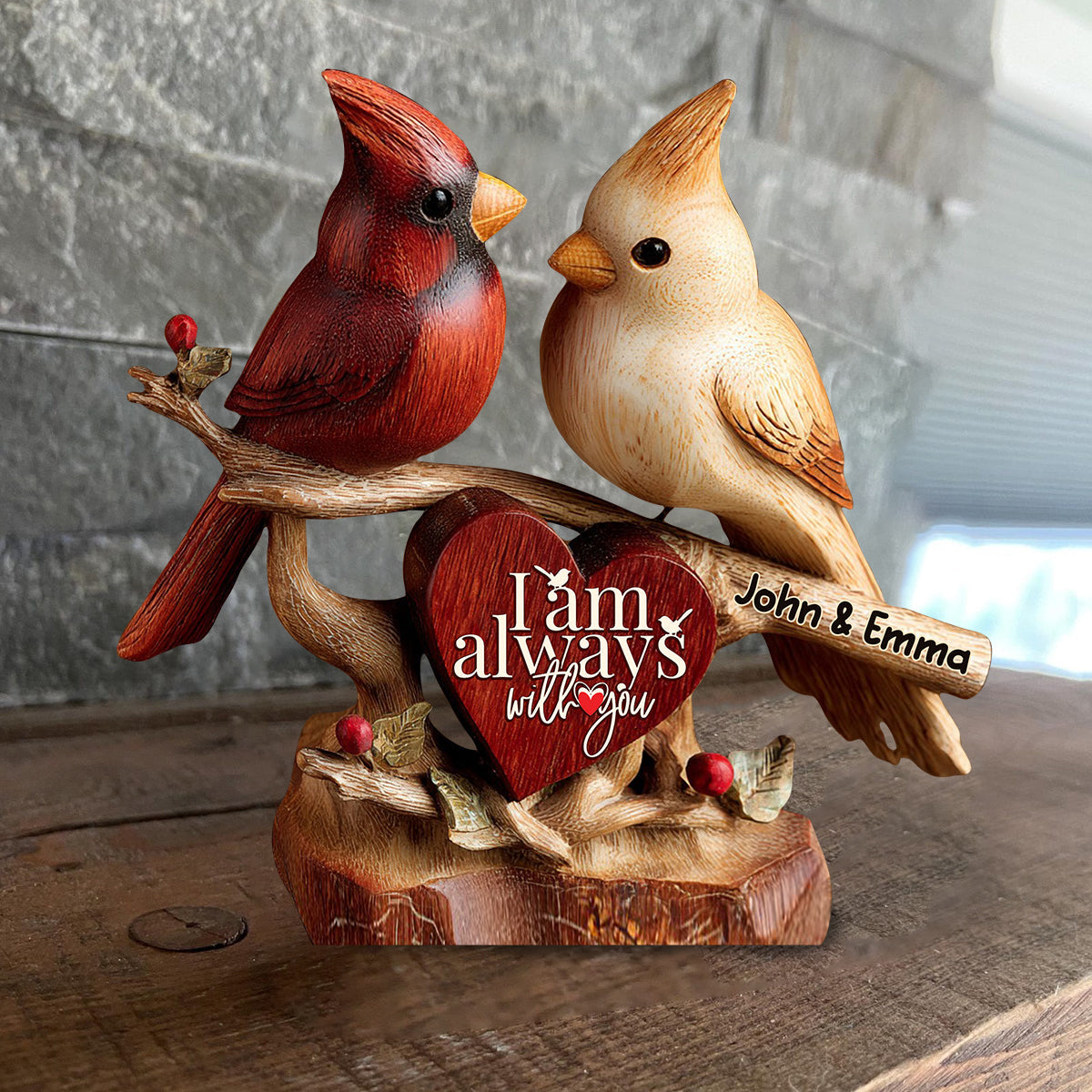 Cardinals I'm Always With You - Personalized Couple Custom Shaped Wood Plaque