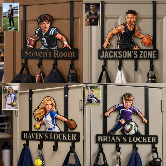 Custom Any Sport, Any Photo - Personalized Basketball Metal Door Hooks