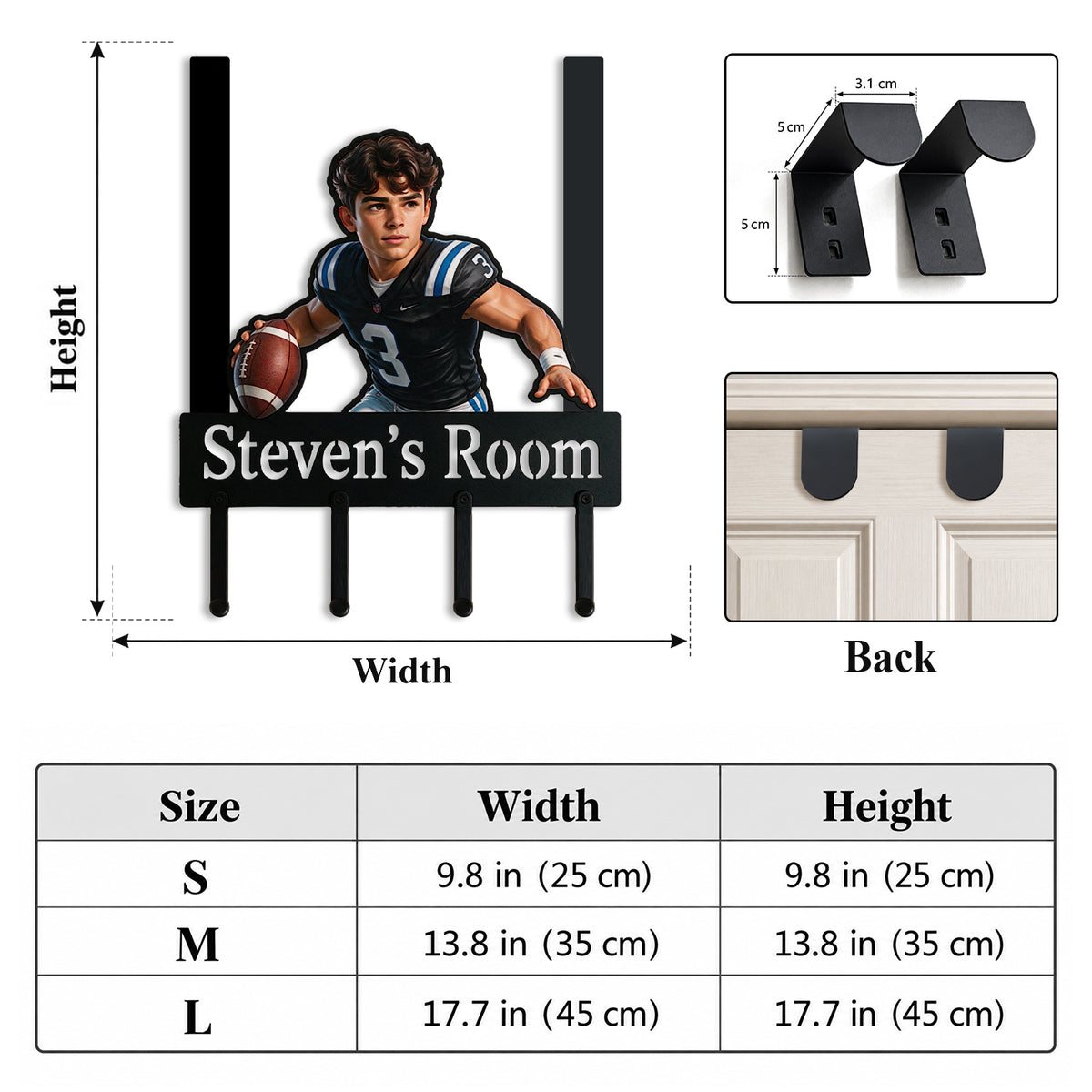Custom Any Sport, Any Photo - Personalized Basketball Metal Door Hooks