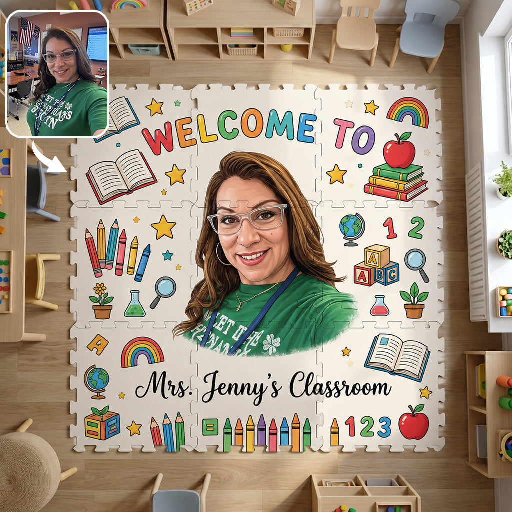 Welcome To Classroom - Personalized Teacher Foam Puzzle Mat