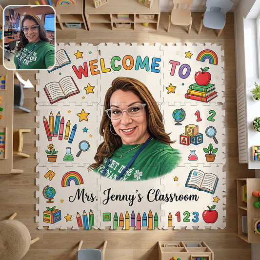 Welcome To Classroom - Personalized Teacher Foam Puzzle Mat