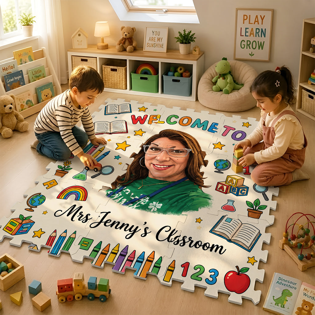 Welcome To Classroom - Personalized Teacher Foam Puzzle Mat