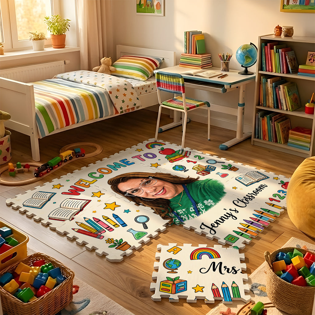 Welcome To Classroom - Personalized Teacher Foam Puzzle Mat