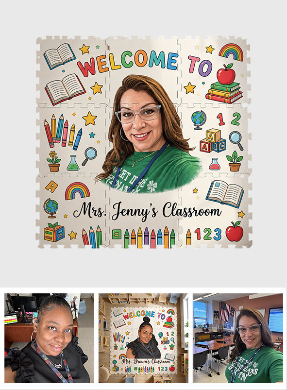 Welcome To Classroom - Personalized Teacher Foam Puzzle Mat
