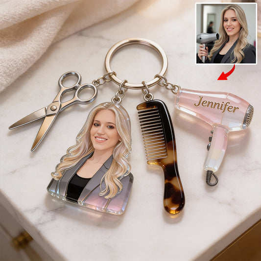 Proud Hairdresser - Personalized Hairdresser Keychain With Charms