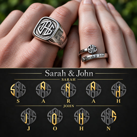 You & Me We Got This - Personalized Couple Signet Ring & Cuff Ring