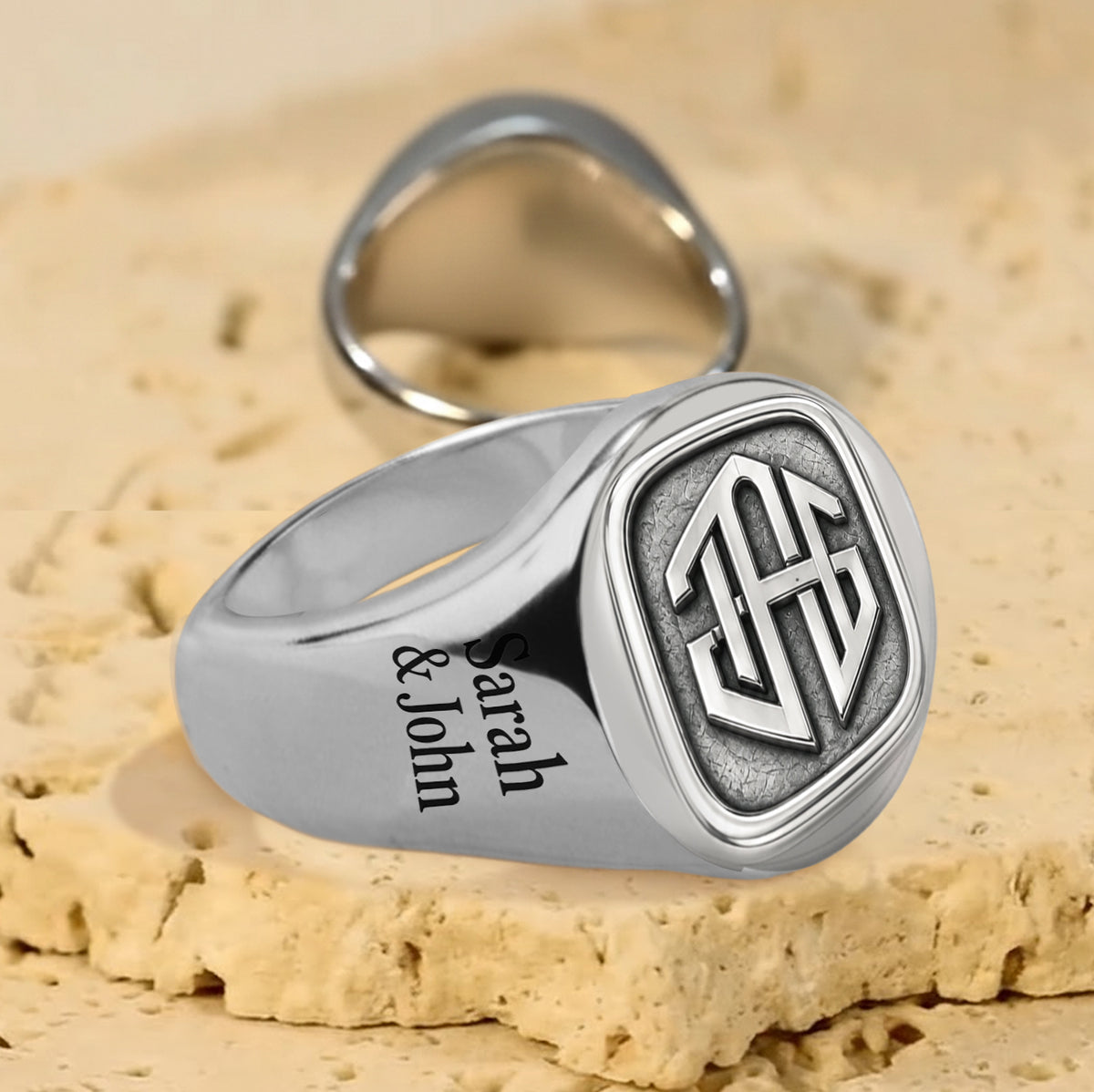 You & Me We Got This - Personalized Couple Signet Ring & Cuff Ring