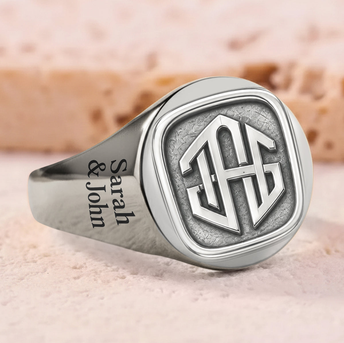 You & Me We Got This - Personalized Couple Signet Ring & Cuff Ring