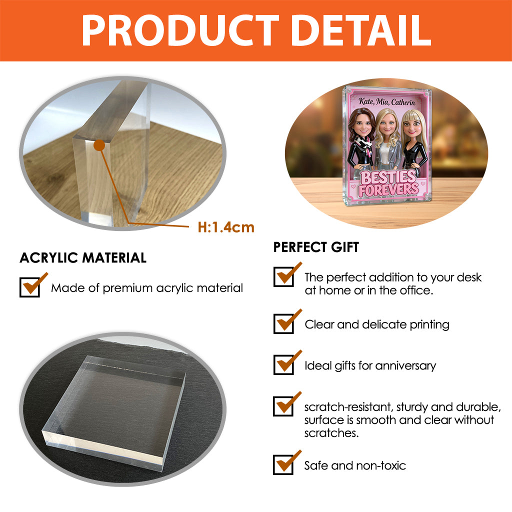 Besties Forevers - Personalized Bestie Custom Shaped Acrylic Plaque