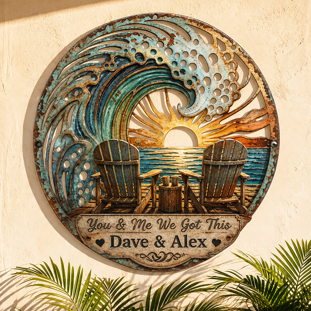 We Got This - Personalized Couple Cut Metal Sign