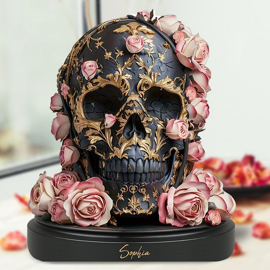 Ornate Floral Skull - Personalized Skull Custom Shaped Acrylic Plaque