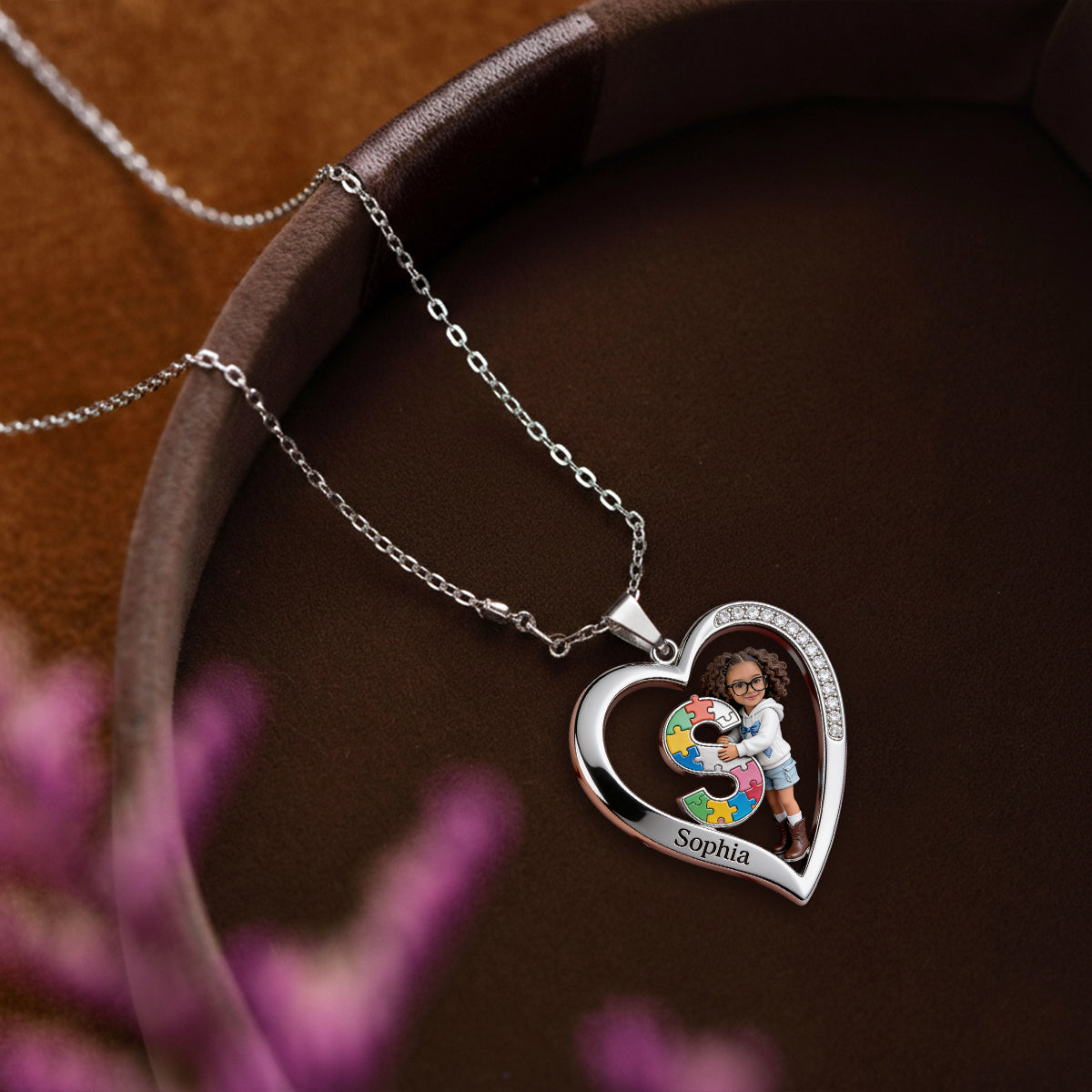 Autism Letter - Personalized Autism Awareness Shaped Metal Pendant Necklace