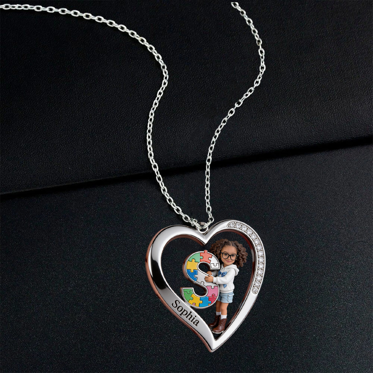 Autism Letter - Personalized Autism Awareness Shaped Metal Pendant Necklace