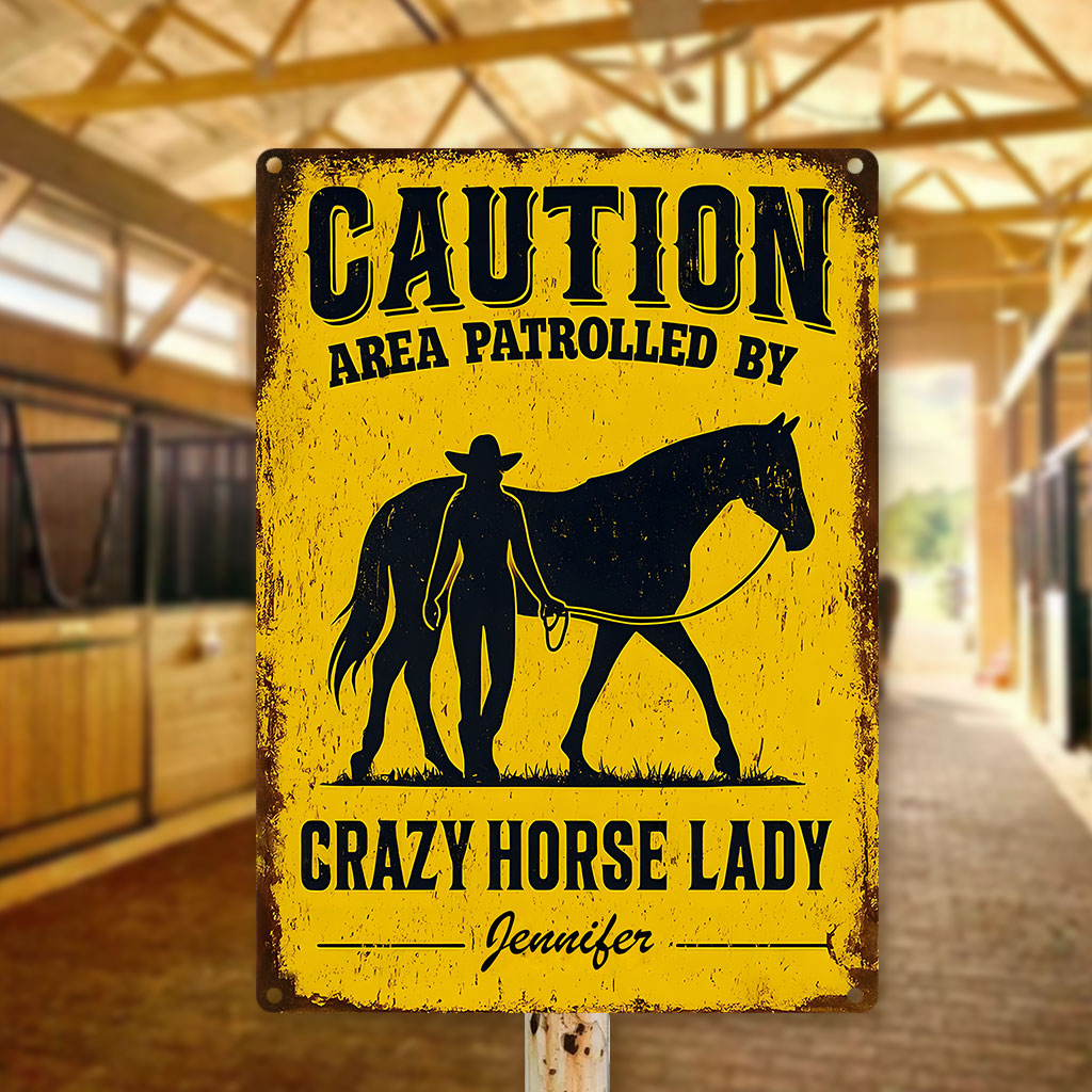 Crazy Horse Lady Area - Personalized Horse Rectangle Metal Sign