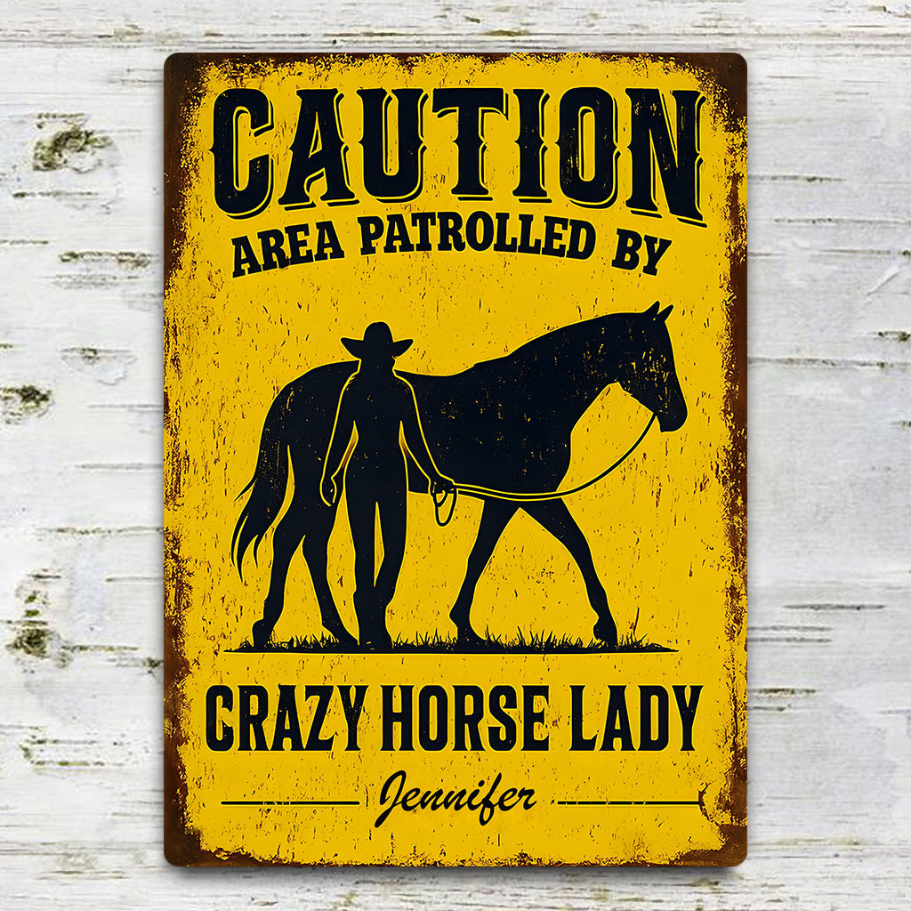 Crazy Horse Lady Area - Personalized Horse Rectangle Metal Sign