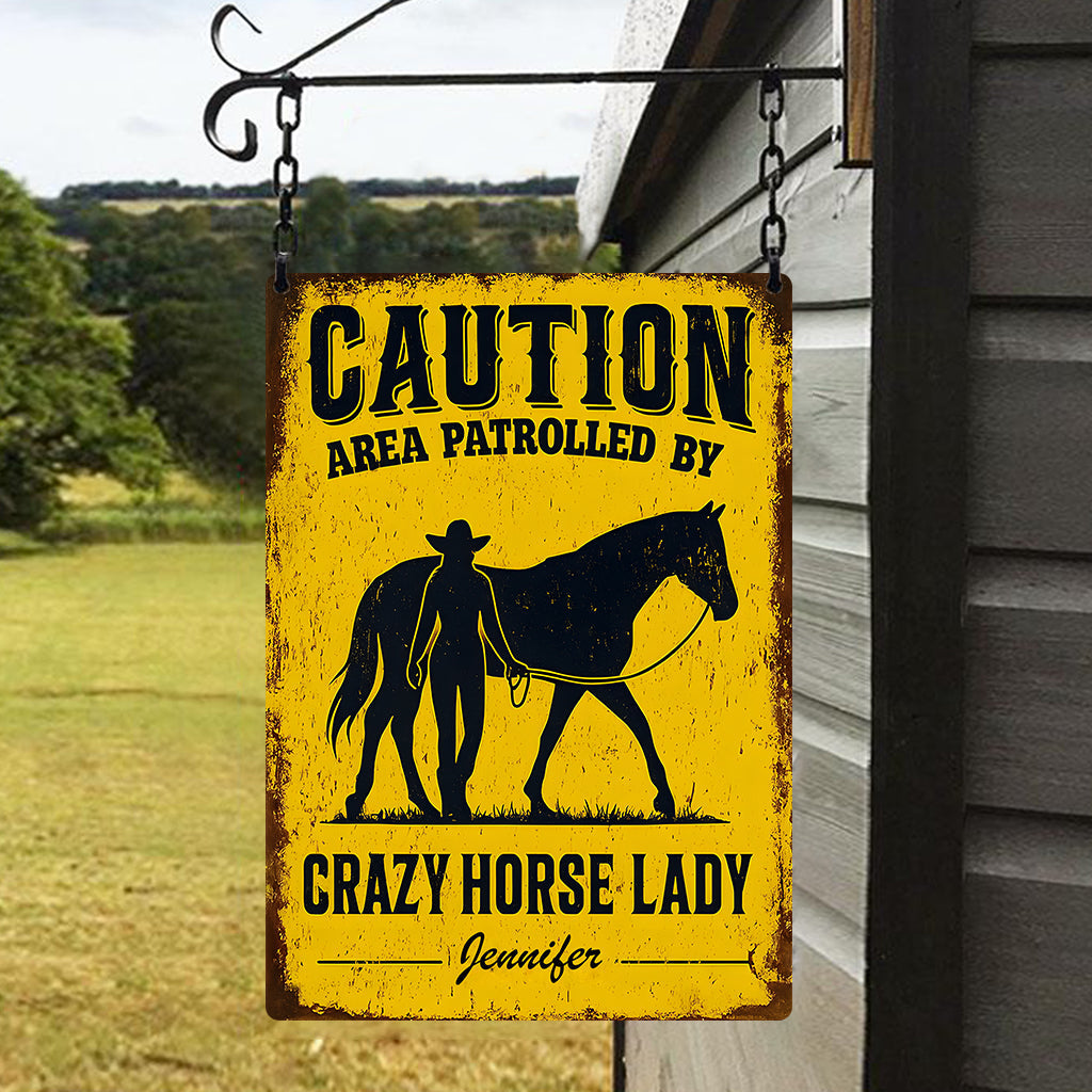 Crazy Horse Lady Area - Personalized Horse Rectangle Metal Sign