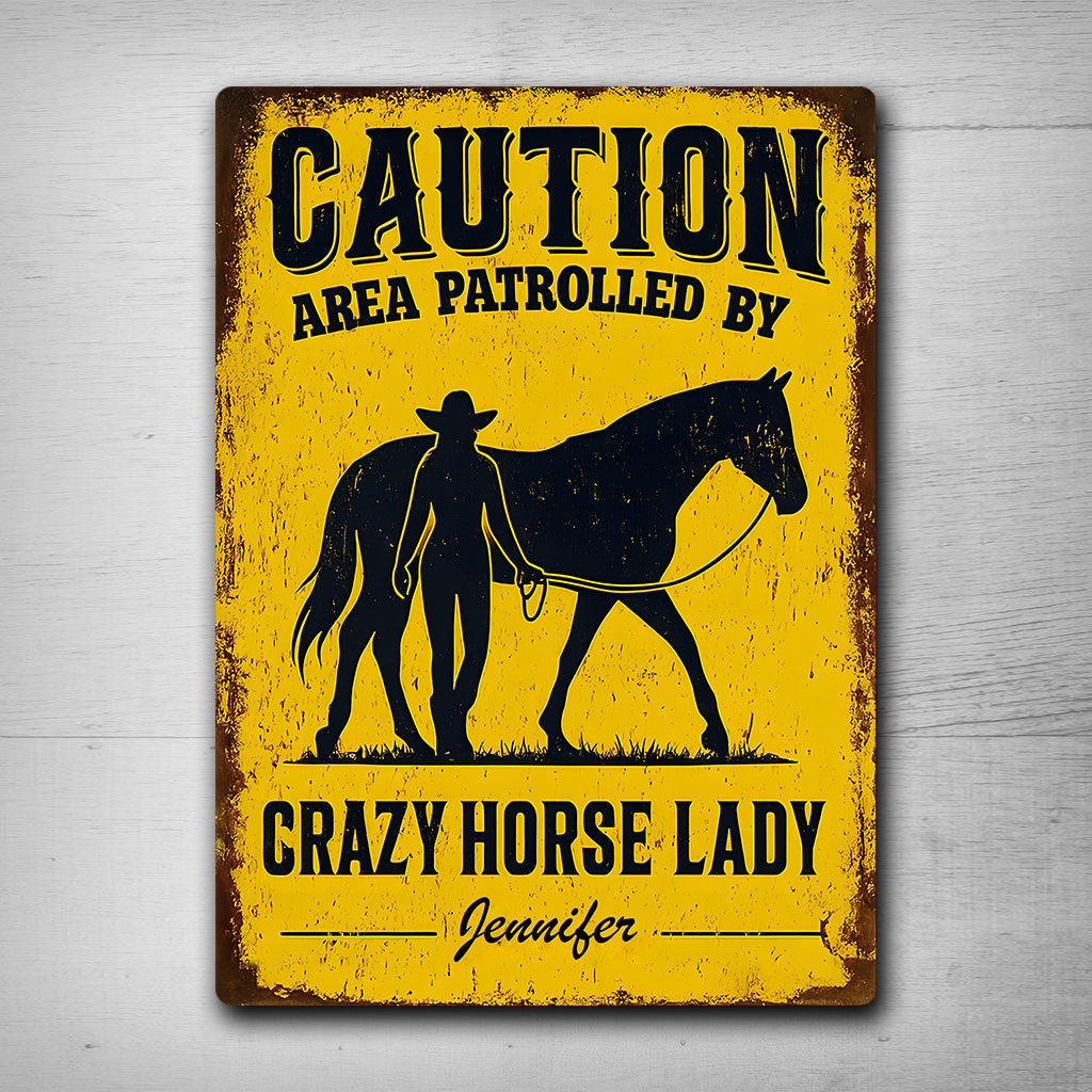Crazy Horse Lady Area - Personalized Horse Rectangle Metal Sign
