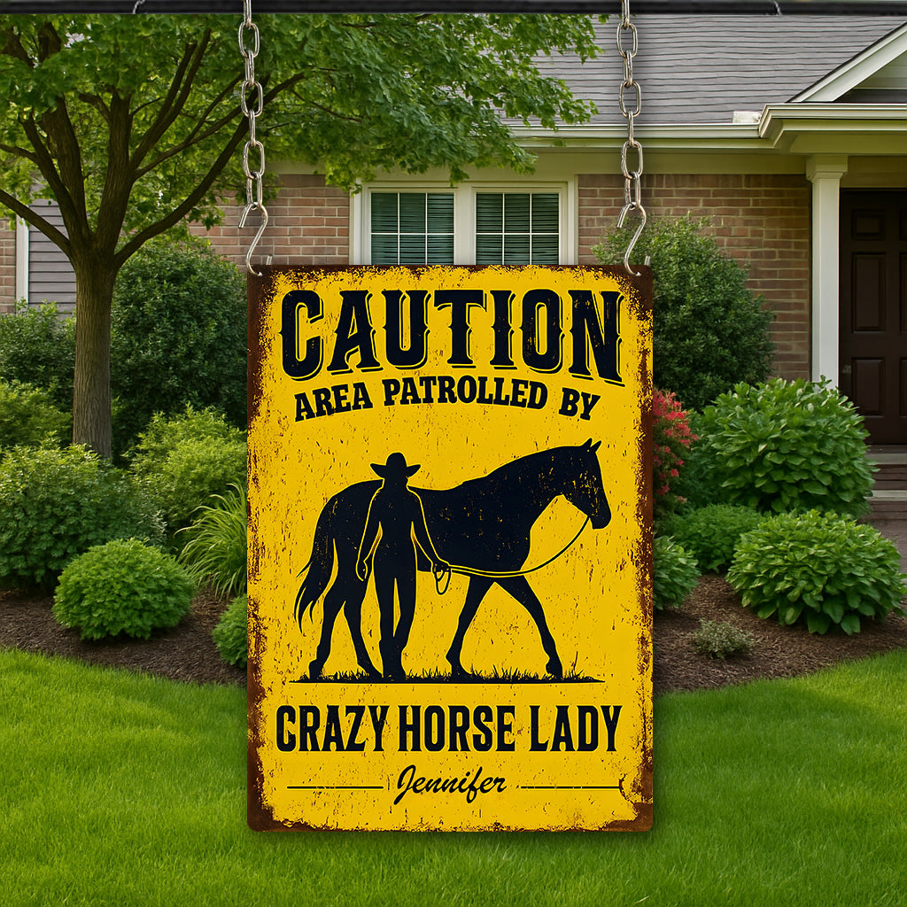Crazy Horse Lady Area - Personalized Horse Rectangle Metal Sign
