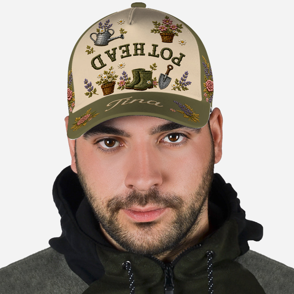Pot Head Funny Upside Down Text - Personalized Gardening Classic Cap