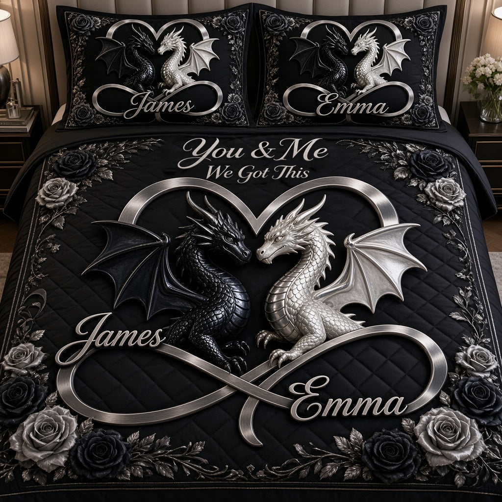 You & Me We Got This - Personalized Dragon Quilt Set