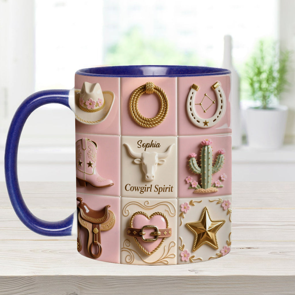Cowgirl Spirit - Personalized Cowgirl Accent Mug