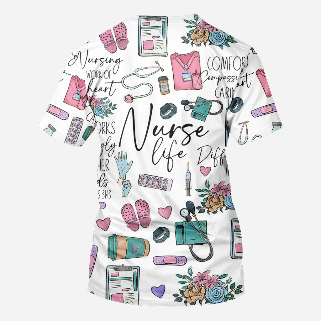Nursing Is A Work Of Heart - Personalized Nurse All Over Shirt