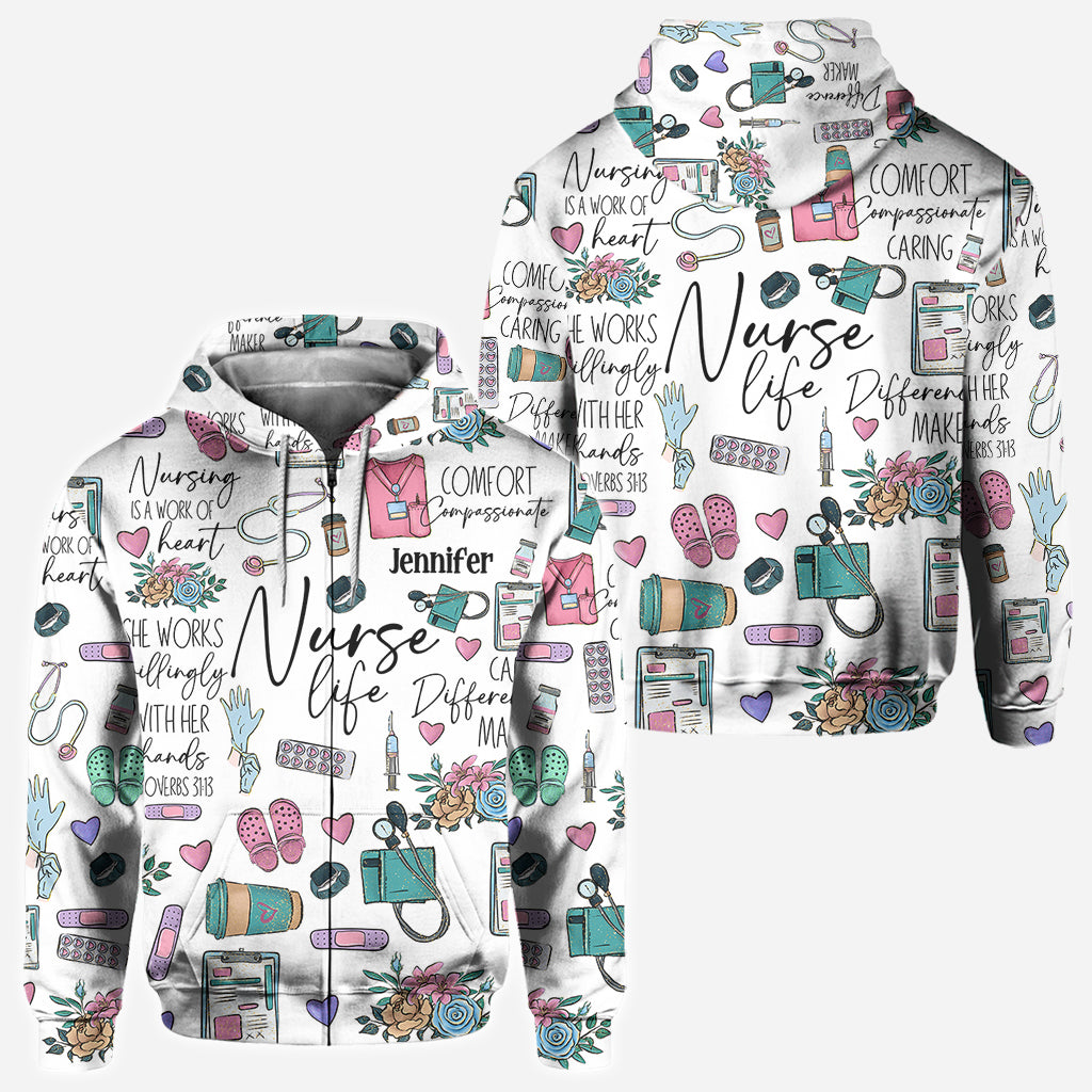 Nursing Is A Work Of Heart - Personalized Nurse All Over Shirt