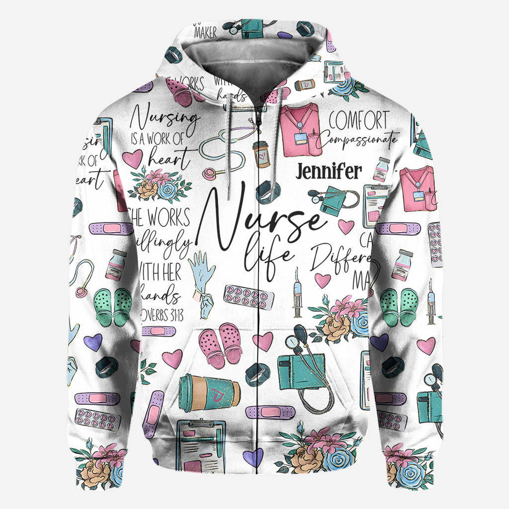 Nursing Is A Work Of Heart - Personalized Nurse All Over Shirt